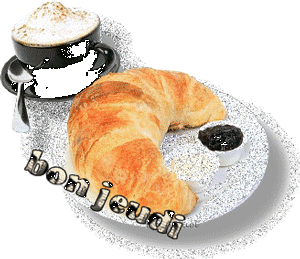 Gif animé Bon jeudi café croissant